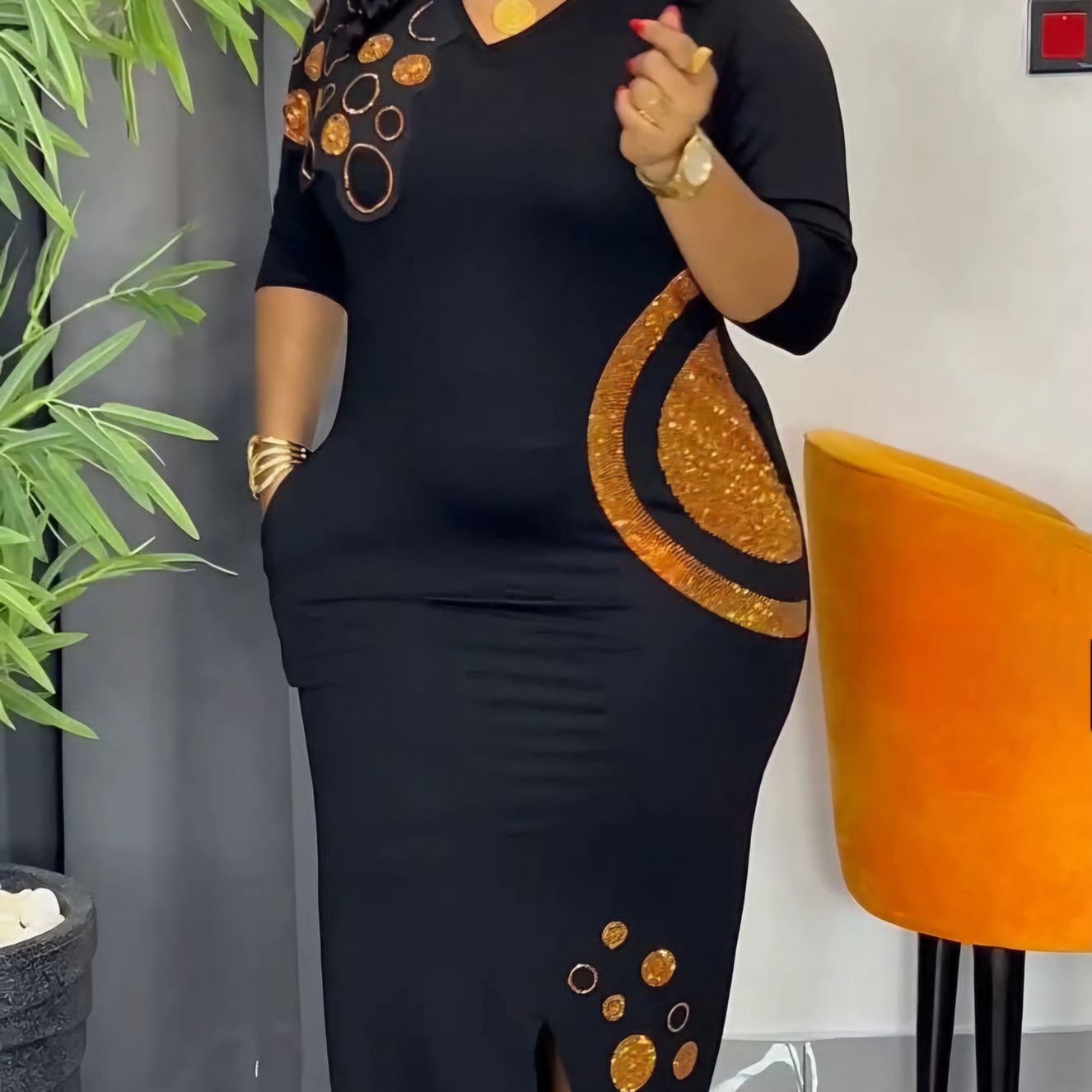 Luxe Black and Gold Dress